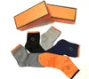 Chaussettes de luxe en coton pour hommes et femmes, chaussettes classiques de transport, bas de haute qualité, confortables et chaudes, 5 paires/boîte orange 7P6V