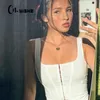 Cnyishe Jesień Piersed Croset Tank Topy Dla Kobiet Solidna Kamizelka Bez Rękawów Top Eleganckie Cropped Feminino Bustier Top Female Blusas 210419