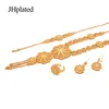 Conjuntos de joyería nupcial chapados en oro de 24K hawaiano de Dubái, collar, pendientes, pulsera, anillos, regalos, conjunto de joyería de boda para mujer 240u