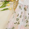 MATAKAWA Floral Mini Dresses for Women Plus Size Women's Robes Summer Woman Dress Fashion Lace Dress Stitching Bow Tie Vestidos 210513