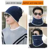 Meanies Cap Scarf Face Mask Multifunktionell Fluffy Outdoor Winter Strikkad Ponytail Hat Neck Warder Headwear Cycling Caps Masks
