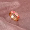 INS Style Colorful Enamel Heart Surrounded Lovely Stacking Rings for Women Minimalist Jewelry for Best Friend Cute Rings