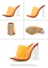 Kadın Sandalet PVC Jöle Kristal Topuk Şeffaf Seksi Temizle Yüksek Topuklu Yaz tıknaz Ayakkabı Pompaları 051202 5%