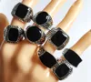 HELA LOTS 30st Design Mix Black Emamel Silver Tone Rings for Men Vintage Man Ring Retro Punk Alloy Jewelry Party Gift211e1964074