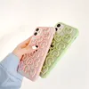 3d miłość serce różowe etui na telefon dla iphone 11 pro max 12 xr xs x 7 8 plus se cute zielony kolor tylne pokrywy coque fundas