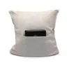 베개 장식 베개 40*40cm 승화 공백 책 포켓 커버 단색 폴리 에스테르 린넨 쿠션 커버 홈 장식