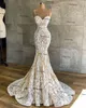 Vintage Mermaid African Wedding Dresses 2021 boho champagne lining Sweetheart Luxury Ivory Lace bridal Gowns vestido de novia