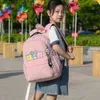 Genç Kızlar için Fengdong Okul Çantaları Okul Çantası Çocuk Sırt Çantaları Sevimli Hayvan Baskı Tuval Okul Sırt Çantası Çocuklar Kedi Çantası Paketi 211217