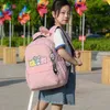 10代の女の子のためのFengdongスクールバッグSchoolbag子供のバックパックかわいい動物プリントキャンバススクールバックパックキッズキャットバッグパック211217