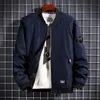 Thoshine marca primavera outono homens jaquetas fina remendo projeta bolsos masculino jaqueta de beisebol leve outerwear tops letra 211110
