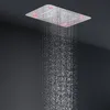 Banyo Yeni Tasarım Müzik Duş Seti 4 Fonksiyonlu Sis Şelale Su Sütun Yağmur LED Duş Başlığı Paneli 380 x 580 MM Masaj Vücut Jets Muslukları ile