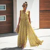 المرأة الصيف اللباس الأزهار طباعة فساتين ماكسي البوهيمي الهبي شاطئ طويل اللباس المرأة الملابس vestidos دي فيرانو