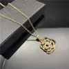 Pendant Necklaces Gold Hollow Wealthy Flower Necklace Rich Camellia Rhinestone Charm Lolita Accessories For Women Golden Plated Chain 2021
