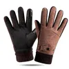 Gants de conduite chauds à l'épreuve du froid de haute qualité au design classique gant d'écran tactile en peau de porc noir et marron