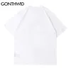 T-shirt oversize streetwear hip hop graffiti color block magliette a mano harajuku punk rock gotico manica corta tee top 210602