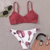 RUUHEE Damen-Badeanzug, Push-Up, solide Badebekleidung, hoher Schnitt, Blumen-Badeanzug mit gepolstertem Bikini-Set 210630