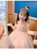 Girls Sweet Princess Dress Autunno Baby Bambini a maniche lunghe a maniche lunghe Mesh Party 2-7 anni Abbigliamento per bambini 210625