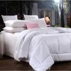 Ensembles de couettes coton blanc couette literie bande de Satin luxe doux Textile de maison literie et lit housse de couette taies d'oreiller