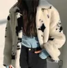 Women's Faux Fur coat autumn winter black and white cow striped imitation mink High-end fleece outerwear loose furry warmly thicken long-sleeved plush Padded