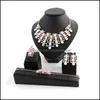 Brincos colar conjuntos de jóias moda brinco de cristal pulseira anel para mulheres noivas festa de casamento nupcial jóias de jóias Aessórios Drop Delive