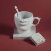 パーソナライズされた3D口のセラミックのコーヒーのマグホワイトの手作りの磁器ティーミルクカップクリエイティブドリンクウェアママの男性女性のための特別な贈り物