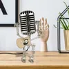 Steampunk Vintage Microphone Robot Lamp Industrial Metal Decor Table Touch Dimmer Home Desktop Ornament 2109292594