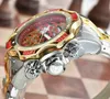 Nowy Ina Luxury Męskie Wojskowe Zegarki Sportowe Duży Dial Golden Quartz Men Watch Kalendarz Pasek silikonowy Zegarek Montre De Luxe