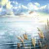 Sfondi Carta da parati autoadesiva in PVC Carta da parati 3D Lake Reed Cielo blu e paesaggio di nuvole bianche Murale Soggiorno TV Divano Sfondo Adesivi murali