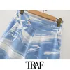 TRAF女性シックなファッションアニマルプリントサイドポケットパンツビンテージハイウエストジッパーフライメスアンクルズボンMUJER 210415