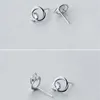 Fashion Exquisite Ear 100% 925 Sterling Silver Round Clear CZ Stud Örhängen för Kvinnor Fina Smycken 210707