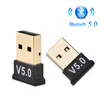 200PCSDHL Trådlös Bluetooth 5.0 USB Audio Adaptrar Laptop Black Receiver Sändare V5.0 Adapter med plastkortförpackning