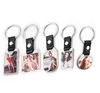 Metal Sublimation Blank Keychains Heat Transfer Leather Keychain Pendant Car Key Ring DIY Gift Wholesale