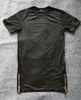 Erkek Siyah Uzun T Gömlek Fermuar Hip Hop Longline Ekstra Uzunluk Erkekler için Tee Tişörtleri Tops Tall T-shirt