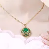 남성용 옥 펜던트 목걸이 패션 Aventurine 그린 chalcedony 마노 코 링 드래곤 및 피닉스 골드 펜던트 안전 버클