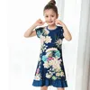 Filles d'été à manches courtes robes de princesse enfants mignons impression robes de soirée pour enfants filles fleur robe hauts vêtements Q0716