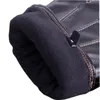 Gants sans doigts qualité cuir PU automne/hiver Plus velours rembourré chaud hommes conduite vent étanche écran tactile PM007PLF-5