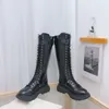 Botas pequeñas Knight para mujer, otoño e invierno, 2021, por debajo de la rodilla, charol, suela gruesa, motocicleta de cañón alto