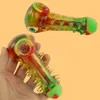 다채로운 눈 수지 휴대용 실리콘 파이프 건조한 허브 담배 유리 필터 그릇 혁신적인 디자인 마우스 피스 미끄럼 방지 핸들 홀더 고품질 흡연 DHL 무료
