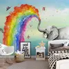 Пользовательские обои для росных обоев животные ручной росписью мультфильм слон настенная детская комната спальня декорат водонепроницаемый