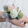 チャームブレスレットシミュレーション手首の花ウェディングダンスパーティーの装飾花嫁の花嫁介添人ハンドブライダルプロムアクセサリーRaym22