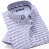 100% Cotton Summer Men's Short Sleeve Shirt Loose Casual Business Plaid Classic Daily Shirts Male Brand Plus Size 9XL 10XL 12XL 210721
