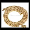 Tennis Graduated Necklaces Pendants Jewelry Drop Delivery 2021 12Dot5Mm Miami Cuban Link Chain Necklace Bracelets Set For Mens B4310801