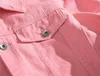 Vestes pour hommes Hommes Rose Denim Vêtements d'extérieur Jean Manteaux Printemps Automne Trous Jena Slim