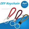 2022 NEW PU Leather Braided Woven Keychain Rope Rings Fit DIY Circle Pendant Key Chains Holder Car Keyrings Jewelry accessories in Bulk