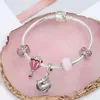 Bracciale con ciondolo in oro rosa con ciondoli per palloncini di fuoco con ciondolo a cuore con bordo diamantato, perle di vetro per telescopio per aerei, adatti per D229e