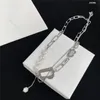 Design Silber Halsketten Perlen Quasten Anhänger Einfache Buchstaben Halskette Street Hip Hop Halskette