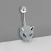 S925 Sterling Silver Leopard Belly Button Ring 14g Navel Barbell Studs Body Piercing Screw Navel Bar