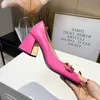 Klassieke lederen designer jurken schoenen sexy bar banket prinses jurk dikke hak metalen gesp luxe shoes 35-42