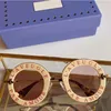 Womens sunglasses 0113 classic fashion party shopping style beige letter frame with little bee 0113S female top quality UV 400 round lens glasses