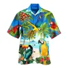 Animal Printed Short Sleeved Shirts for Men Summer Casual Loose Cardigan Button Up Shirt Plus Size Hawaiian Style Tops Camisas 210809